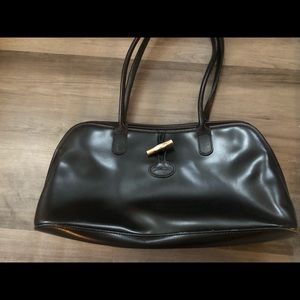 Black leather Longchamp bag